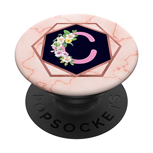 Letra C monograma lindo floral iniciales regalos para mujeres y niñas PopSockets PopGrip Intercambiable