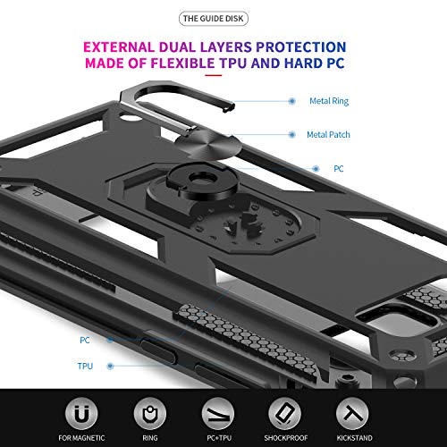 LeYi Funda para Samsung Galaxy S8 Plus Armor Carcasa con 360 Anillo iman Soporte Hard PC y Silicona TPU Bumper antigolpes Fundas Carcasas Case para movil Samsung Galaxy S8 Plus,Negro