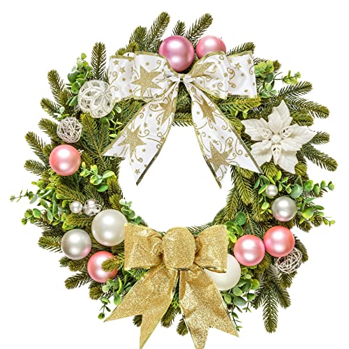 LIHAO 4 Rollos de Cinta Navideña Cinta de Seda Brillante para Decoración del Árbol de Navidad Envoltura de Regalos (4 Estilos)