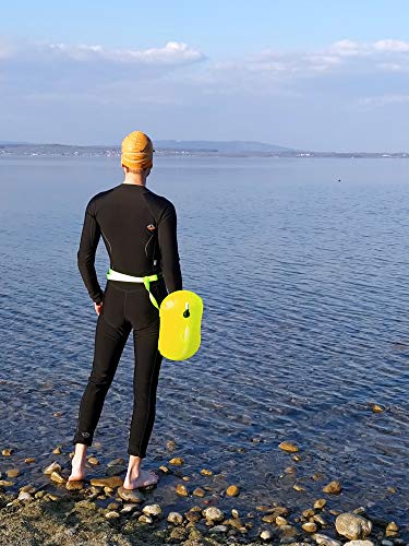 LimitlessXme Boya De Natación Amarilla con Funda para Móvil. Visibilidad y Seguridad al Nadar en el mar y en el Lago. Swim Buoy Inflable para Aguas Abiertas