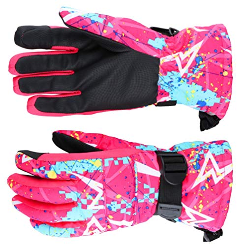 LIOOBO 1 par de Guantes de patrón de Guantes de esquí de Nylon Resistente al Viento cálido Invierno graffitis Dedo de Guante a Caballo para Las Mujeres