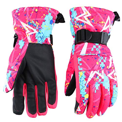 LIOOBO 1 par de Guantes de patrón de Guantes de esquí de Nylon Resistente al Viento cálido Invierno graffitis Dedo de Guante a Caballo para Las Mujeres