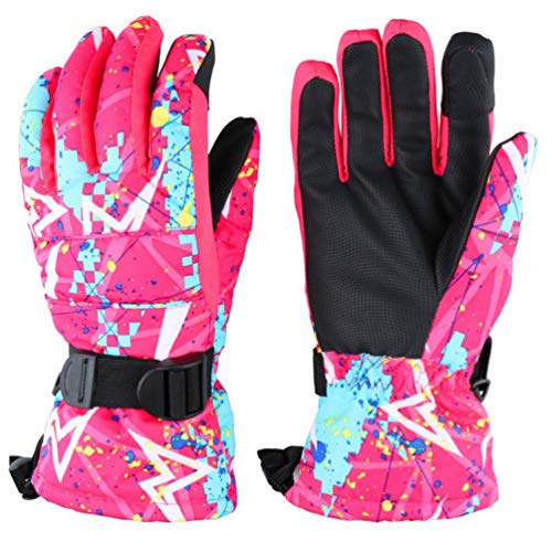 LIOOBO 1 par de Guantes de patrón de Guantes de esquí de Nylon Resistente al Viento cálido Invierno graffitis Dedo de Guante a Caballo para Las Mujeres