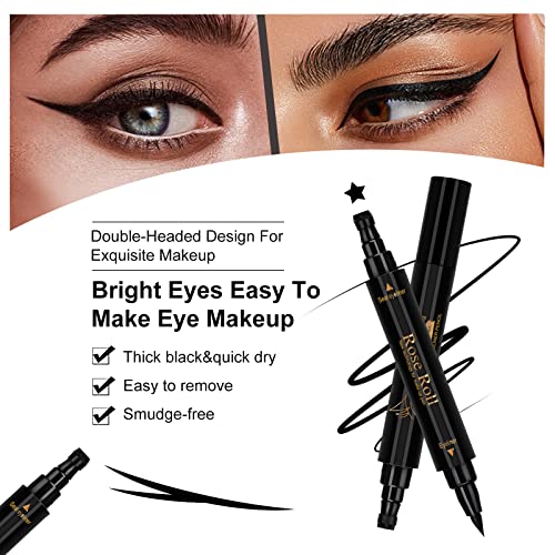 Lishang 3Pieza Impermeable Lápiz de Cejas Microblading Tattoo Lapiz Ojos Larga Duracion Lapiz Tatuaje Cejas Sello Delineador Ojos Liquido Negro Eyeliner Mujer Cumpleaño Cosméticos Maquillaje