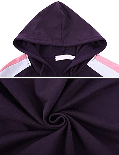 Litherday Conjunto Chándal Mujer Invierno Largo Algodón Conjunto Sudadera Mujer Larga Chándal para Mujer Invierno con Chaqueta y Pantalones para Jogging Tenis Fitness 2 Piezas, Morado, S