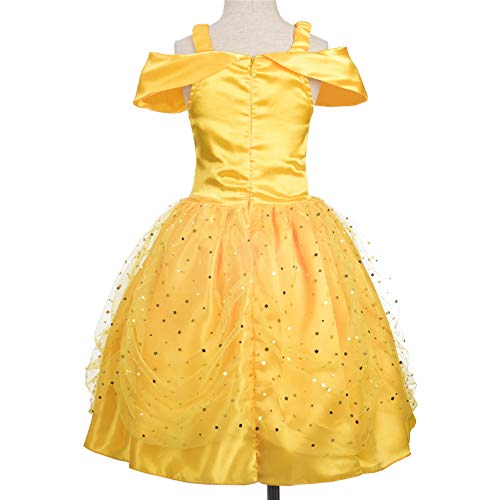 Lito Angels Disfraz Belle de la Bella y la Bestia Vestido de Princesa Amarillo para Niñas Pequeños Talla 4 a 5 Años, estilo B