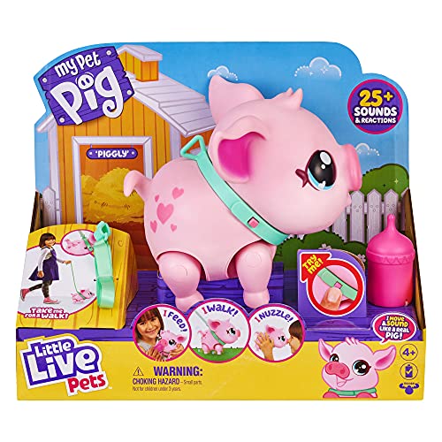 Little Live Pets 674 26366 EA Pet Piggly | Suave y Jiggly Interactive Toy Pig Que Camina, Baila y Nuzzles. 20+ Sonidos y reacciones. Baterías Incluidas. para niños de 3 años +, Multicolor