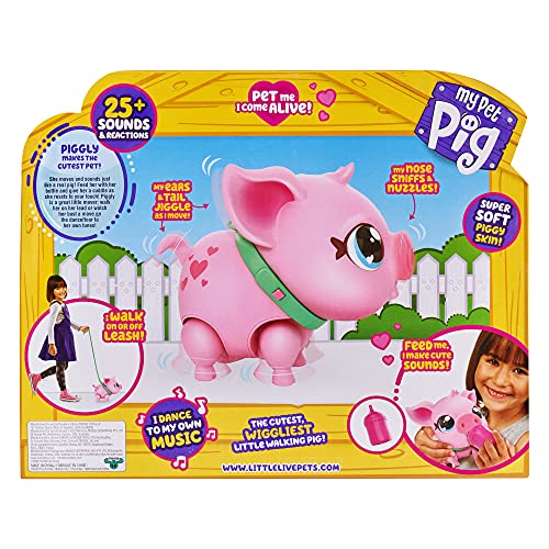 Little Live Pets 674 26366 EA Pet Piggly | Suave y Jiggly Interactive Toy Pig Que Camina, Baila y Nuzzles. 20+ Sonidos y reacciones. Baterías Incluidas. para niños de 3 años +, Multicolor