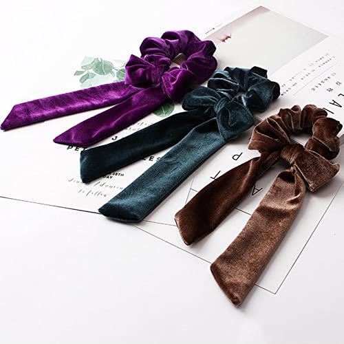 LJHG Verano Pelo Scrunchies Soft Velvet Paño Hairbanda Sólido Elástico Cuerpo Cuerdas de Ponillo Panipolte Soporte para Diademas Bufanda de Pelo-7