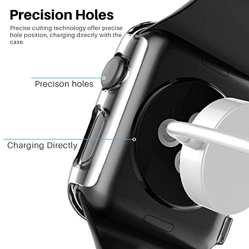 LK Protector de Pantalla Compatible con Apple Watch Series 3 Series 2 Series 1 38mm, 2 Pack, PC Funda, Cristal Vidrio Templado