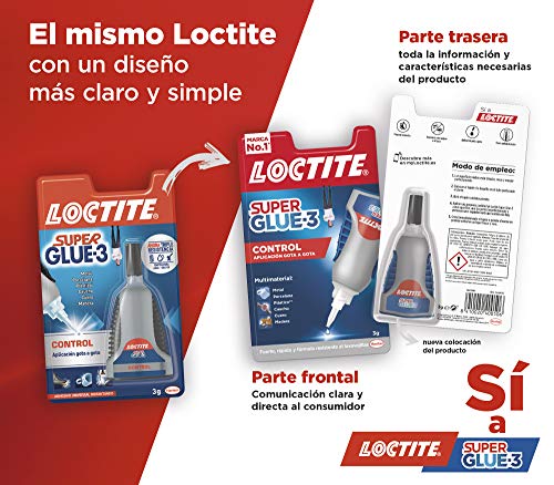 Loctite Super Glue-3 Control, adhesivo universal instantáneo, gota a gota, 3gr