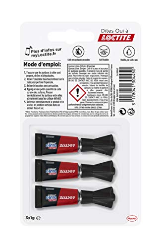 Loctite Super Glue-3 Power Gel Mini Dose, Pegamento fuerte enriquecido con goma, mini dosis de pegamento gel ultrarresistente, secado inmediato, pegamento transparente, paquete de 3 tubos de 1 g