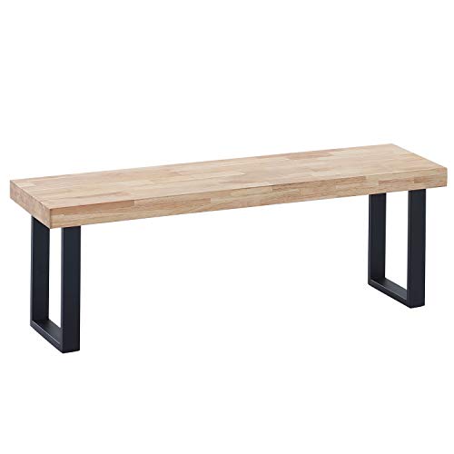 Loft, Banco para Mesa de Comedor, Asiento Auxiliar, Acabado en Roble Salvaje y Negro, Medidas: 120 cm (Ancho) x 34 cm (Fondo) x 47 cm (Alto)