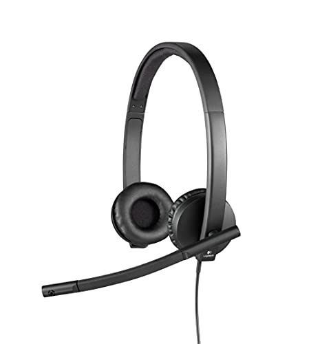 Logitech H570e Auriculares con Cable, Auriculares Estéreo con Micrófono con Supresión de Ruido, USB, Controles Integrados con Botón de Silencio, Indicador Led, PC/Mac/Portátil, Negro