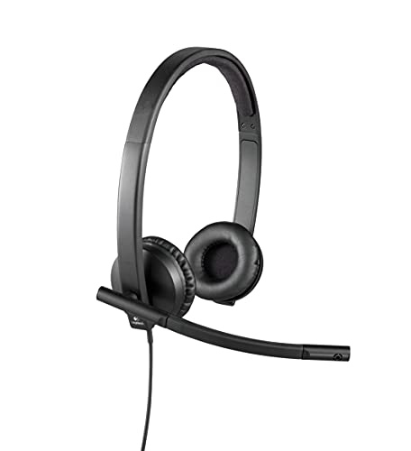 Logitech H570e Auriculares con Cable, Auriculares Estéreo con Micrófono con Supresión de Ruido, USB, Controles Integrados con Botón de Silencio, Indicador Led, PC/Mac/Portátil, Negro