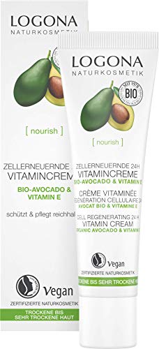 LOGONA Naturkosmetik Zellerneuernde 24h Vitamincreme, protege la piel antes Umweltstress, promueve la renovación celular, vegano, 30 ml
