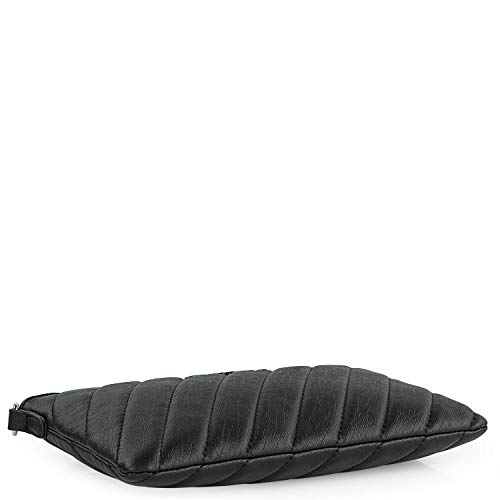 Lois - Bolso Bandolera para Mujer de Piel Sintética PU Ecológica con Asa Corta para Muñeca y Asa Larga Desmontable Ajustable. Cierre Cremallera. Bolsillo Trasero 311166, Color Negro