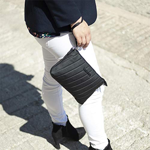 Lois - Bolso Bandolera para Mujer de Piel Sintética PU Ecológica con Asa Corta para Muñeca y Asa Larga Desmontable Ajustable. Cierre Cremallera. Bolsillo Trasero 311166, Color Negro