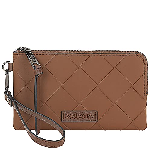 Lois - Cartera de Mujer Piel PU con Monedero de Marca LOIS con Asa de Mano. Capa para Bloqueo Antiescaneo de Seguridad RFID 311609, Color Marron