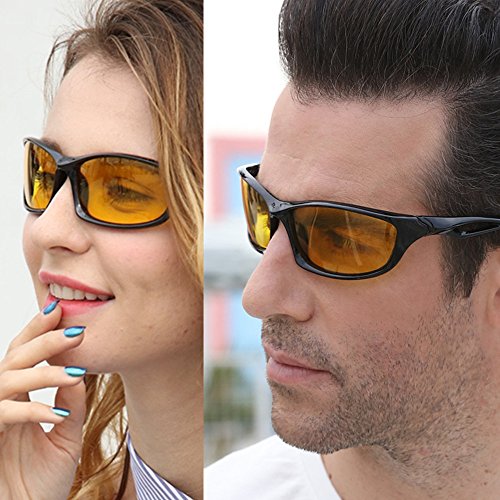 Long Keeper Gafas de sol de Visión Nocturna para Ciclismo Corriendo Pesca de Conducción de Hombres y Mujeres Lente Amarillo