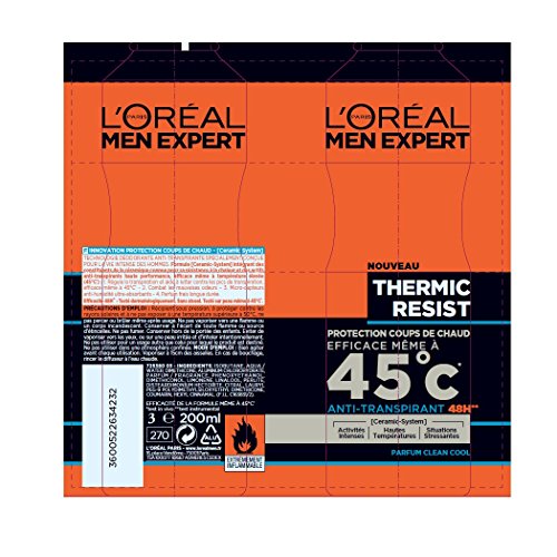 L'Oréal Men Expert Thermic Resist - Desodorante de espray para hombre – Juego de 3 unidades