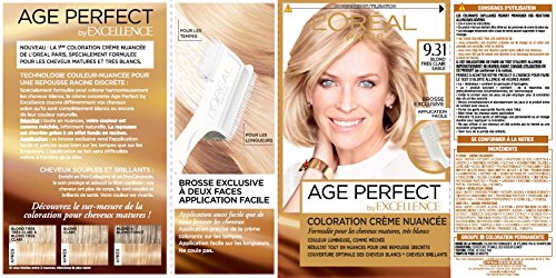 L'Oréal Paris - Excellence Age Perfect - Coloration Permanente Cheveux Matures & Très Blancs - Nuance 9,31 Blond Très Clair Sable