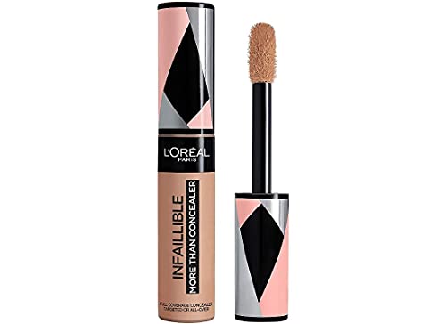 L'Oréal Paris Infalible, Corrector de cobertura completa y acabado natural, More than Concealer,Tono 329 Cashew/Cajou, 11 ml