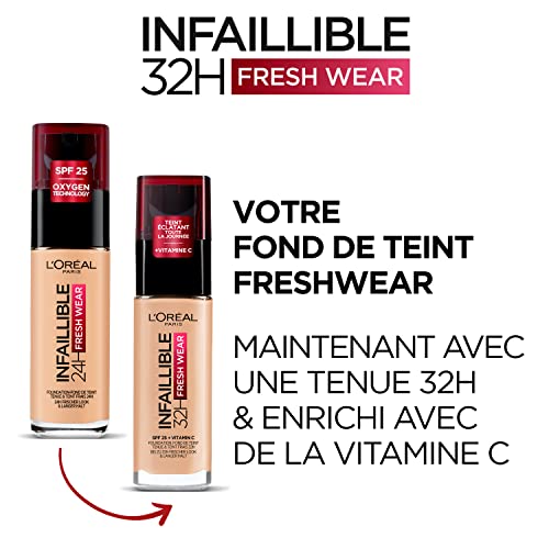 L'Oreal Paris Make-up Designer Infalible 24h Fresh Wear Base De Maquillaje Para Pieles Medio Tono, 245 Miel Dore, Vanilla