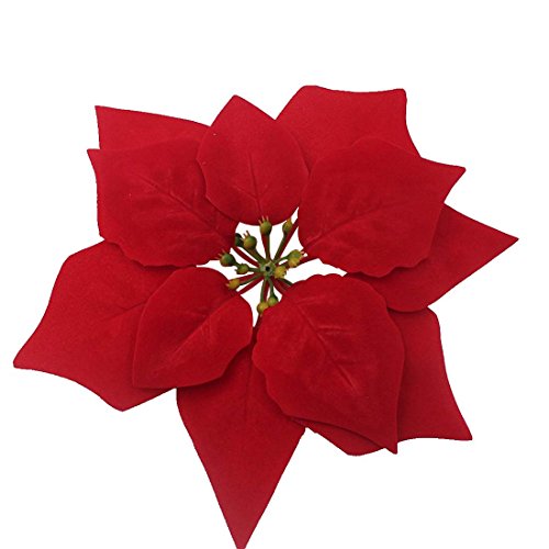 Lorigun 8"Poinsettia Artificial Flores de Navidad Falsas Flores Realistas de Seda Roja Adornos para Árboles de Navidad Decoración Guirnaldas de Navidad Decoración 12 Piezas Cabezas de Flores Falsas