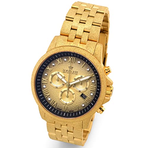 LOUIS XVI Aramis 1080 - Reloj de pulsera para hombre con correa de acero esmerilado y diamantes auténticos, cronógrafo, analógico, cuarzo, acero inoxidable