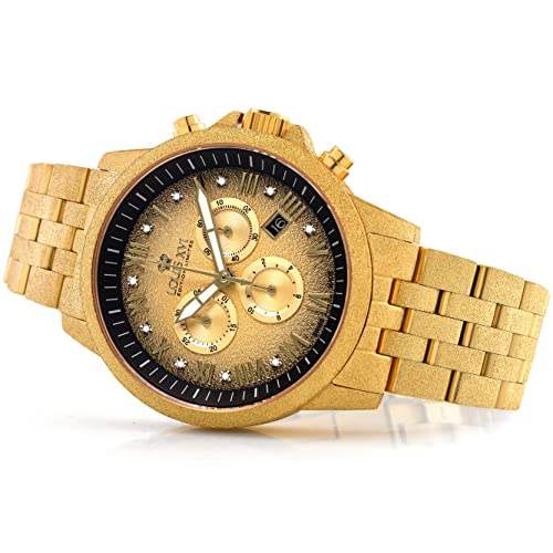LOUIS XVI Aramis 1080 - Reloj de pulsera para hombre con correa de acero esmerilado y diamantes auténticos, cronógrafo, analógico, cuarzo, acero inoxidable