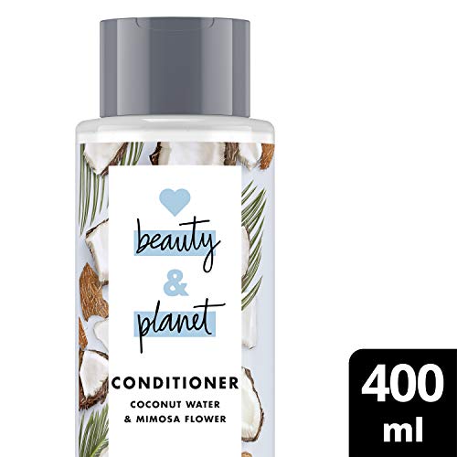 Love Beauty and Planet Volume and Bounty Acondicionador para cabello fino, agua de coco y flor de mimosa sin silicona, 1 unidad (400 ml)