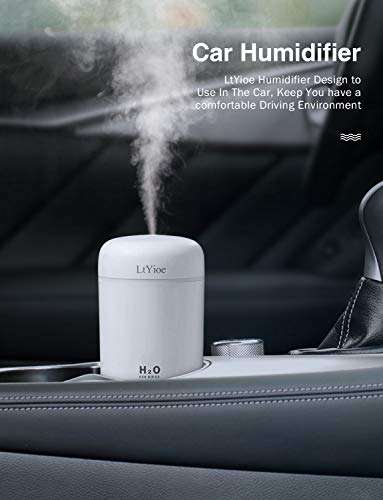 LtYioe Humidificador, Mini Humidificador con Alimentación USB, Función de luz Nocturna y apagado automático, 2 modos de niebla y ncionamiento silencioso, para para hogar, Oficina, Coche(blanco)