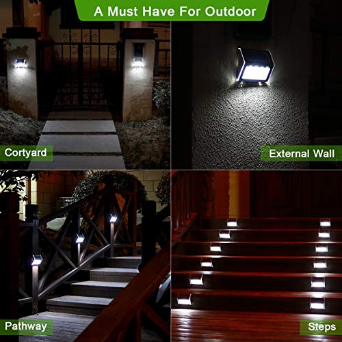 Luces Solares para Exterior Jardín 4 LED Easternstar, Lámparas Solares impermeable IP44 Exterior, Solar Panel del acero inoxidable, 4 LEDs Ilumina a las escaleras, pared,patio y jardín etc 6 unidades