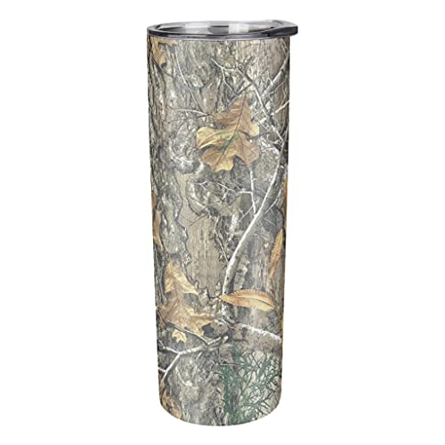 Lukdofur Muddy Girl Wildfire - Vaso de camuflaje naranja de acero inoxidable Taza de viaje con aislamiento para camping, taza de viaje con tapas y regalos de paja, color blanco7 600 ml (20 onzas)