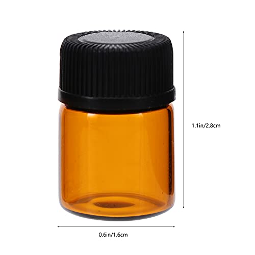 Lurrose 100 Unidades 2Ml Mini Frascos de Vidrio Ámbar Aceites Esenciales Botellas de Muestra Mini Tarro de Vidrio con Tapón Perforado para Aceites Esenciales Perfumes Aroma Química