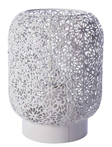 LUSSIOL Lámpara de noche Zephir, lámpara decorativa de metal, 40 W, blanco, diámetro 15 x 20 cm