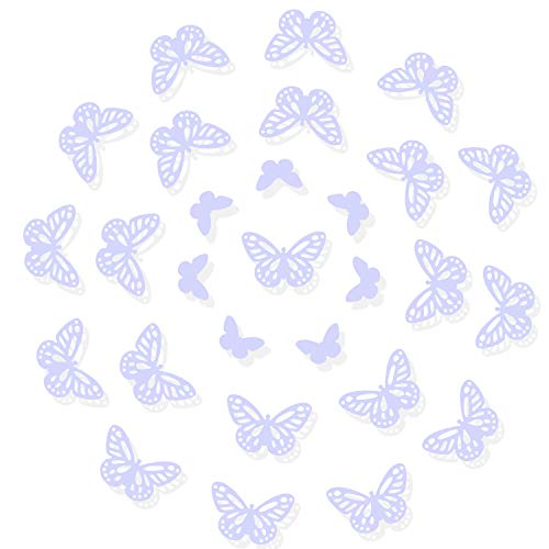 Luxbon 100pcs 3D Decorativas Pegatinas de Pared de la Mariposa 2 Tamaños DIY Mural Decalques Papel Arte Artesanía Inicio Decoración (Púrpura Ligera)