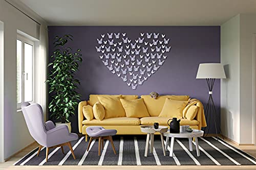 Luxbon 100pcs 3D Decorativas Pegatinas de Pared de la Mariposa 2 Tamaños DIY Mural Decalques Papel Arte Artesanía Inicio Decoración (Púrpura Ligera)