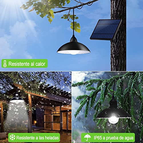Luz Solar Exterior, Fichaiy Focos LED Exterior Solares con IP65 Impermeable，control remoto ，Línea de 5 m para Terraza/Jardín/Hogar /Garaje(luz blanca )