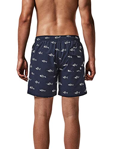 MaaMgic Ropa de Baño para Hombres Bañador para Vacaciones Short de Playa Natación Secado Rápido Piscina Ancla,Azul Marino Cresta,M