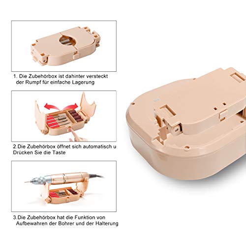 Madenia Torno para Uñas Eléctrico 30000 rpm Profesional Lima de Uñas Electrica de Pedicura de Manicura de Acrílico o de Gel, Potente y Silencioso