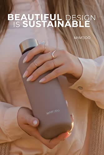 MAMEIDO Botella de Agua, Acero Inoxidable 500 ml - Frasco de Metal Aislado, Reutilizable, a Prueba de Fugas, sin BPA para Adultos, niñas y niños Mantiene frío 24 h, Caliente 12 h (500ml, Taupe Gold)