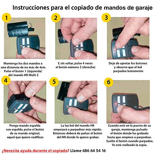 Mando de Garaje Universal HR MULTI 2 compatible FORSA RT1