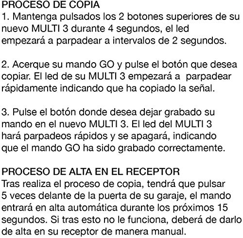 Mando Garaje Universal HR Multi 3 Compatible para Frecuencias 433Mhz y 868Mhz Capaz De Unificar 4 Mandos En 1