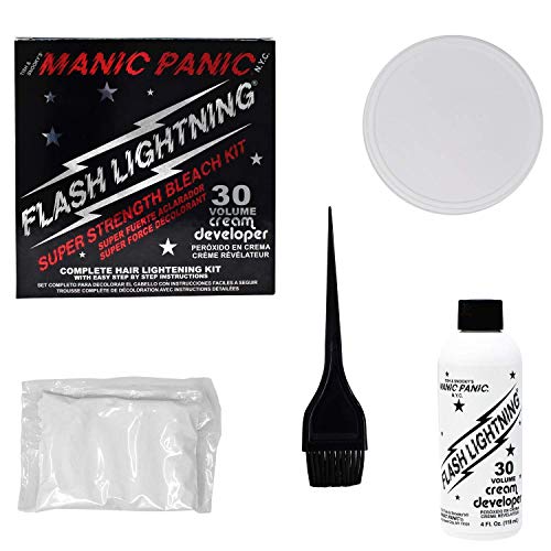 Manic Panic - Flash Lightning Bleach Kit 30 Volume Box Kit Vegan Cruelty Free Hair Bleach, 38ml of powder, 118ml of developer