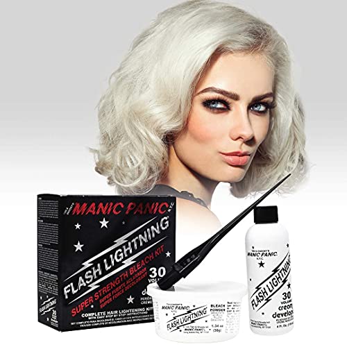 Manic Panic - Flash Lightning Bleach Kit 30 Volume Box Kit Vegan Cruelty Free Hair Bleach, 38ml of powder, 118ml of developer