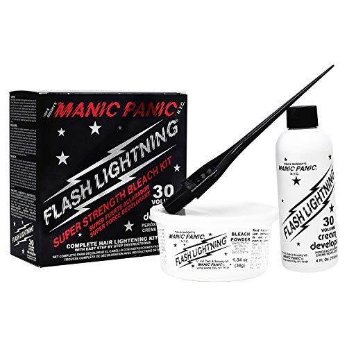 Manic Panic - Flash Lightning Bleach Kit 30 Volume Box Kit Vegan Cruelty Free Hair Bleach, 38ml of powder, 118ml of developer