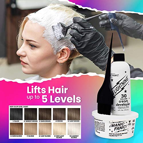 Manic Panic - Flash Lightning Bleach Kit 30 Volume Box Kit Vegan Cruelty Free Hair Bleach, 38ml of powder, 118ml of developer