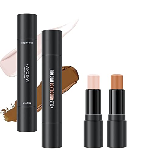 Maquillaje Contouring Wonder Stick, Contouring e Iluminador en Crema, Concealer Contour Composición doble 3D maquillaje de la cara Resalte Sombra Barra contorno de Lápiz Corrector Pen crema (01)